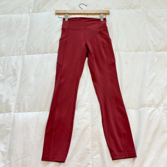 NWOT Lululemon Fast & Free Brushed Nulux 25” High-Rise Tight Red Maroon Size 2 - Picture 10 of 10